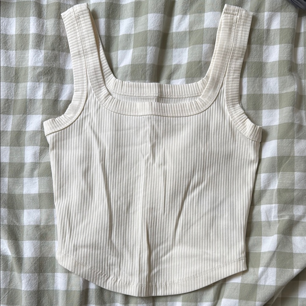 Madewell Cream Ribbed Sleeveless Tank Top XXS